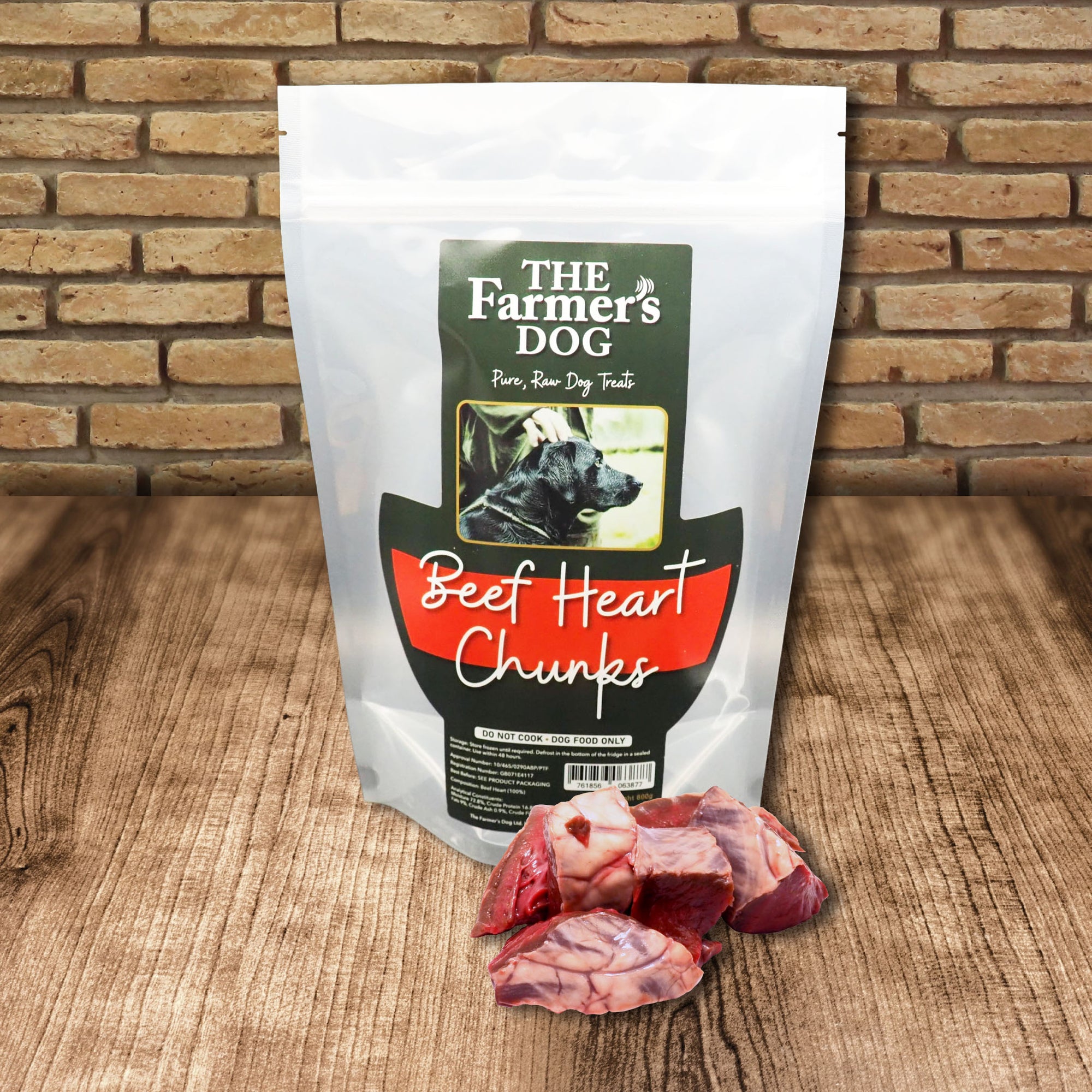 720 Raw Beef Heart Chunks 8x800g ea - min. 800g ea retail pouch