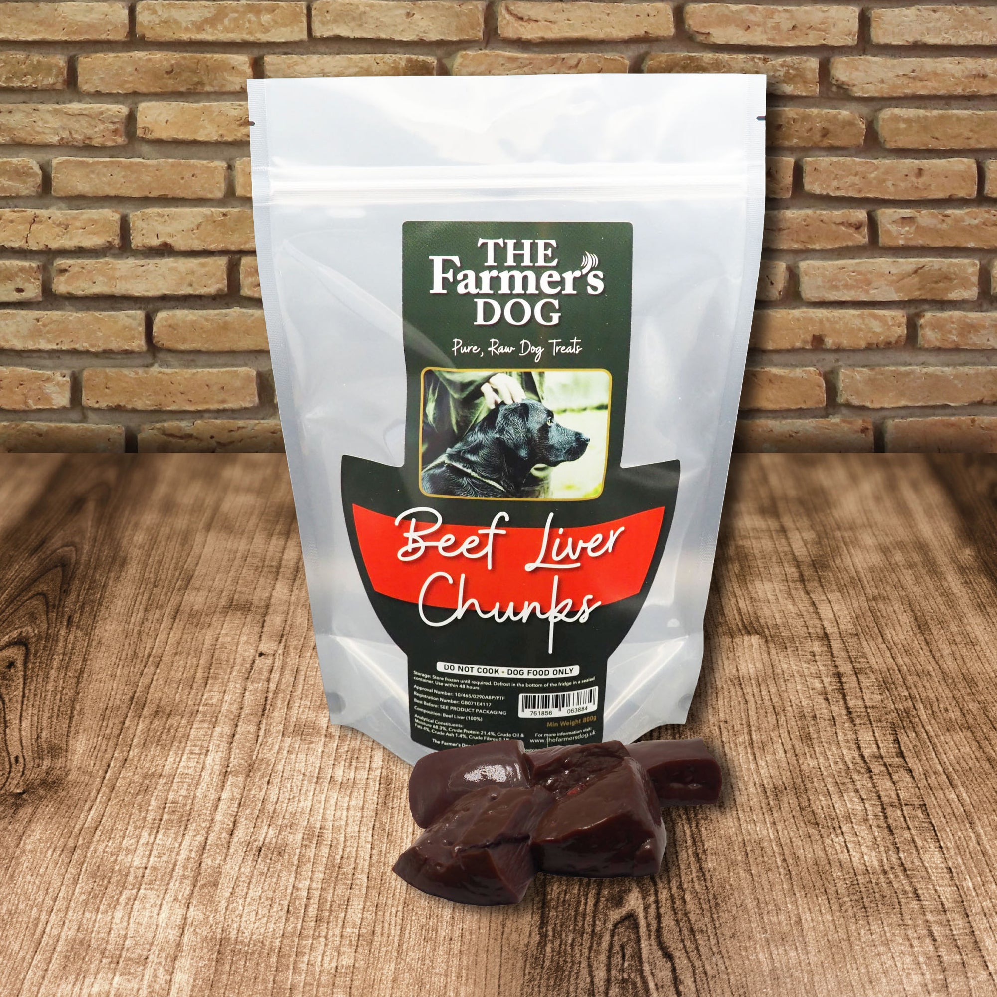 730 Raw Beef Liver Chunks 8x800g ea - min. 800g ea retail pouch